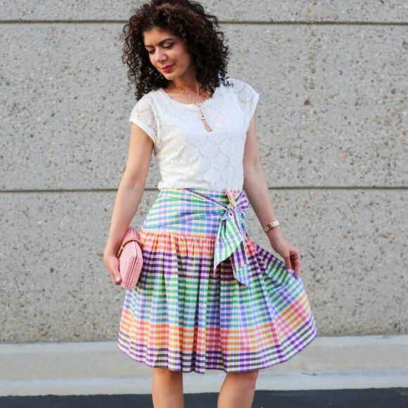NWT J Crew 0 Bow Tie Coquette Pleated Preppy Midi Full Skirt Gingham High Waist - Picture 13 of 16